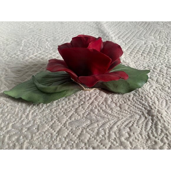 Dea Capodimote Red Rose with Leaves porcelain figure Made in Italy - Picture 3 of 9